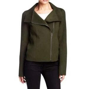 Vince Olive Green Wool Moto Jacket